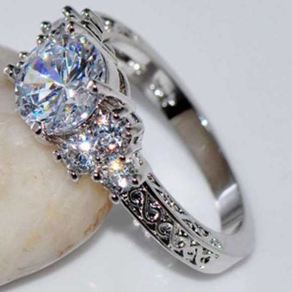 Stainless Steel Simulated Diamond Ring - Picture 3 of 7